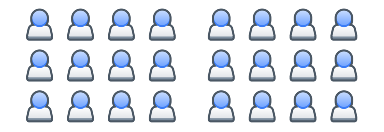 24 faceless blue humanoid shapes arranged in three rows and two columns.