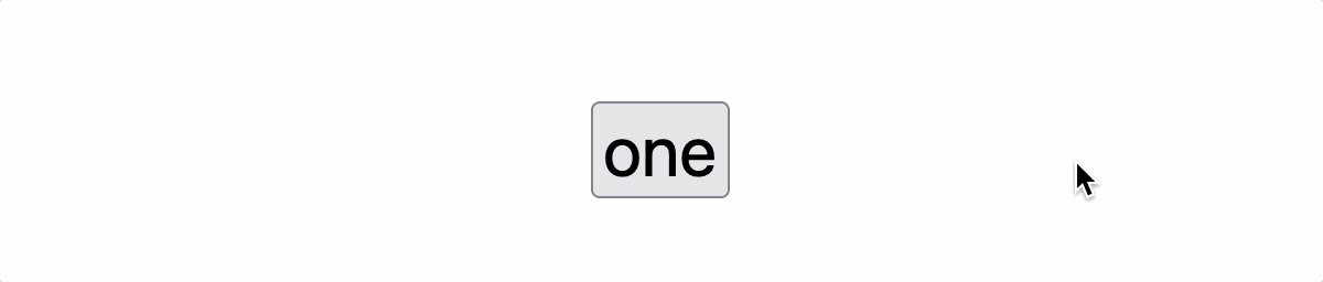 Animation in which a button labeled “one” is clicked, which reveals a button labeled “two”. When “two” is clicked it reveals button “three”. When “three” is clicked a message appears that reads “success”. In each case, the button presses take one second to process.