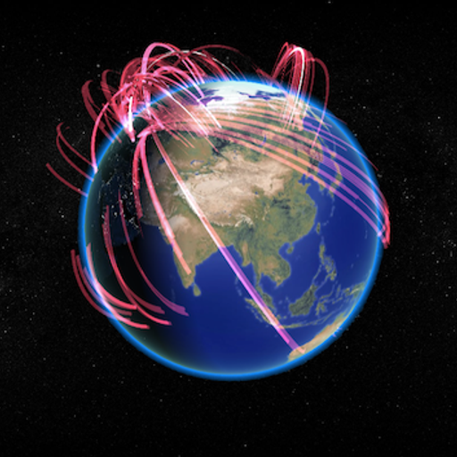 Computer-generated image of Earth with exaggerated red missile trajectories overlayed.